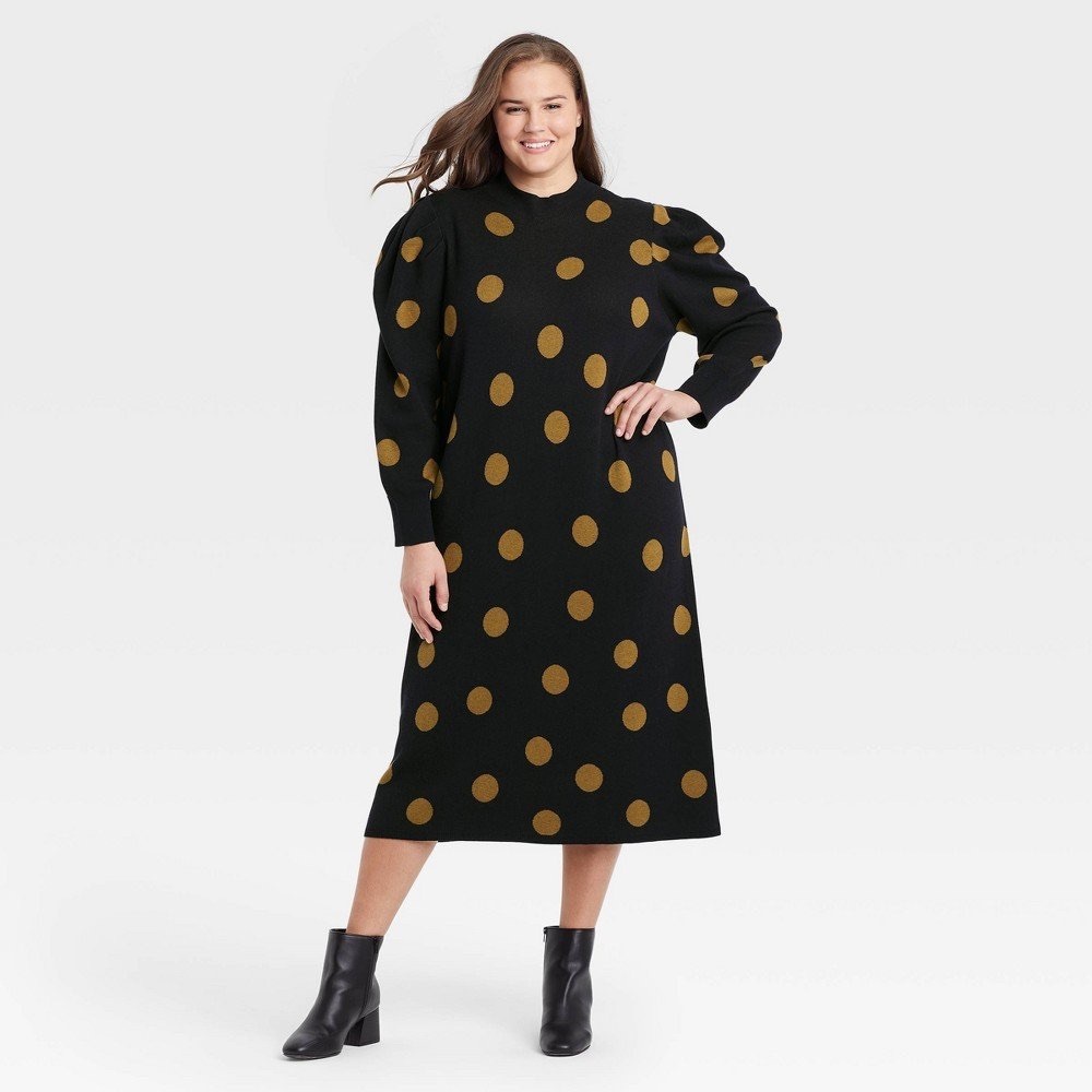 Who What Wear Puff Sleeve Sweater Dress-XL